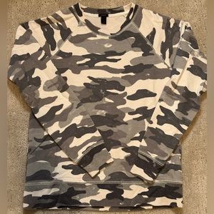 J. Crew Grey Camo distressed sweatshirt